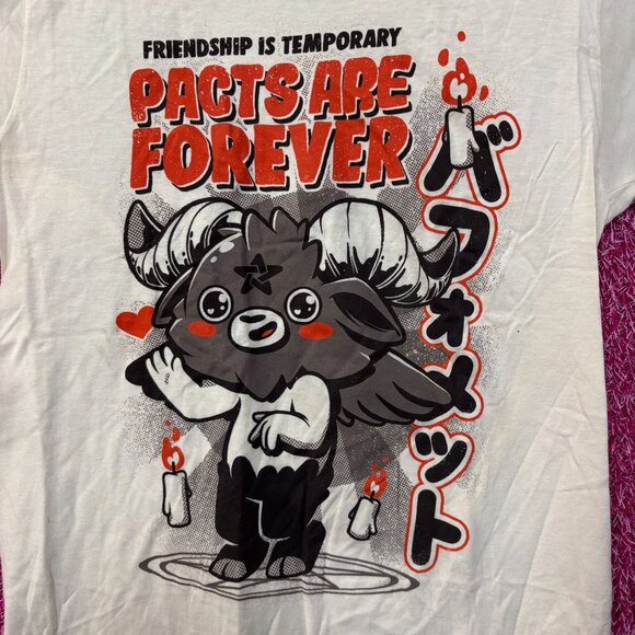 Black Matter Pacts Are Forever Baphomet Beige T-Shirt Small - Picture 2 of 4